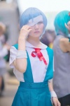 asuna ayanami_rei bandages blue_hair cosplay jumper neon_genesis_evangelion sailor_uniform school_uniform rating:Safe score:0 user:nil!