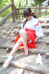 barefoot chiyoko_3 chocoball cosplay glasses miko original single_sock skirt twintails rating:Safe score:1 user:nil!