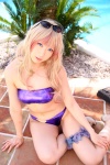 bikini cosplay garter macross macross_frontier multi-colored_hair pool sachi_budou sheryl_nome sunglasses swimsuit rating:Safe score:0 user:nil!