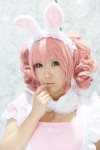 animal_ears apron bunny_ears cosplay haru_(iii) inu_boku_secret_service maid maid_uniform pink_eyes pink_hair princess_curls roromiya_karuta rating:Safe score:0 user:pixymisa