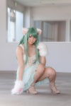 animal_ears boots camisole cat_ears cosplay enacat_(white_version) enako green_hair original paw_gloves skirt rating:Safe score:1 user:nil!