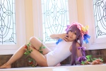 amatsuka_miyu bathroom bathtub cosplay hat one-piece_swimsuit patchouli_knowledge purple_hair swimsuit touhou rating:Safe score:1 user:nil!