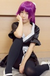 bakemonogatari black_legwear cosplay dress pantyhose purple_hair reco senjougahara_hitagi slip rating:Safe score:3 user:pixymisa