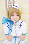 blonde_hair blouse cosplay fingerless_gloves garrison_cap ki-ko koizumi_hanayo love_live!_school_idol_project pleated_skirt skirt rating:Safe score:0 user:nil!