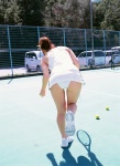 aizawa_hitomi ass cleavage panties ponytail tennis_court tennis_dress tennis_racket rating:Safe score:4 user:nil!
