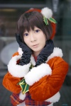 cosplay croptop dress gloves idolmaster_2 jacket kikuchi_makoto maropapi santa_costume tuque rating:Safe score:0 user:nil!