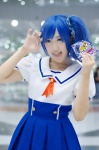 aikatsu! blue_hair cosplay kiriya_aoi kitazawa_natume pleated_skirt sailor_uniform school_uniform side_ponytail skirt rating:Safe score:0 user:nil!