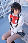 akemi_homura cosplay glasses hairband kneesocks mahoshoujo_necoco☆magika necoco pleated_skirt puella_magi_madoka_magica sailor_uniform school_uniform skirt twin_braids rating:Safe score:0 user:nil!