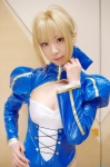 blonde_hair bodysuit cleavage cosplay fate/series fate/stay_night saber sachi_budou rating:Safe score:2 user:nil!