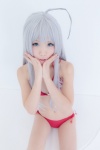 ahoge bikini cosplay haiyore!_nyaruko-san kurasaka_kururu nyaruko side-tie_bikini silver_hair swimsuit rating:Safe score:0 user:nil!