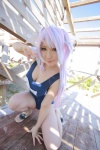 cleavage cosplay i-19_(kantai_collection) kantai_collection multi-colored_hair saku school_swimsuit senku swimsuit tri_tails rating:Safe score:2 user:nil!