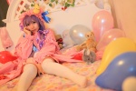 amatsuka_miyu bed cosplay dress hat patchouli_knowledge purple_hair robe stuffed_animal thighhighs touhou zettai_ryouiki rating:Safe score:0 user:nil!