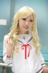 blonde_hair cosplay enomoto_kei hana_(ii) hatsukoi_limited pleated_skirt sailor_uniform school_uniform skirt twintails rating:Safe score:0 user:pixymisa