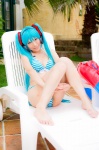 aqua_hair bikini cleavage cosplay hatsune_miku headset mashiro_yuki pool project_diva swimsuit twintails vocaloid rating:Safe score:0 user:nil!