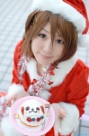 cosplay dress hirasawa_yui k-on! santa_costume shiina_yun stocking_cap thighhighs rating:Safe score:1 user:nil!