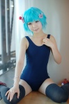 asakura_irori blue_hair cosplay hair_clips original pantyhose school_swimsuit swimsuit thighhighs rating:Safe score:8 user:nil!