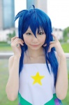 ahoge blue_hair cheerleader cheerleader_uniform cosplay dress himemiya_mahore izumi_konata lucky_star rating:Safe score:0 user:nil!