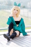 blonde_hair cosplay hairbow jacket kagamine_rin nepachi shorts thighhighs tubetop vocaloid rating:Safe score:1 user:pixymisa
