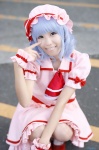 blouse blue_hair cosplay hat miniskirt nagisa_mark-02 remilia_scarlet skirt socks touhou rating:Safe score:0 user:nil!
