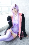 cosplay dress hair_clips hana_(ii) hoodie panties purple_hair thighhighs twintails vocaloid yuzuki_yukari zettai_ryouiki rating:Safe score:2 user:pixymisa