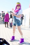 blouse cap cosplay dr._slump glasses norimaki_arale overalls pantyhose purple_hair zero_inch rating:Safe score:3 user:xkaras