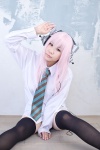 blouse cosplay headphones mizuhashi_uri nitro_super_sonic pink_hair super_soniko thighhighs tie rating:Safe score:0 user:pixymisa