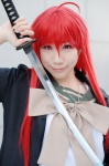 ahoge cosplay katana red_hair sailor_uniform saki school_uniform shakugan_no_shana shana sword trench_coat rating:Safe score:0 user:nil!