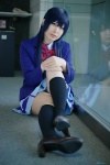blazer blouse blue_hair cosplay kneesocks love_live!_school_idol_project narihara_riku pleated_skirt school_uniform skirt sonoda_umi rating:Safe score:1 user:nil!