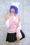 blue_hair cat_hat cosplay detached_sleeves kitazato_shigure natsume_megumi pleated_skirt skirt snow_(game) sweater thighhighs turtleneck zettai_ryouiki rating:Safe score:1 user:nil!