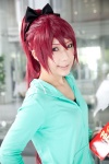 cosplay hairbow pocky puella_magi_madoka_magica red_hair sakura_kyouko skizaki sweatshirt rating:Safe score:1 user:pixymisa