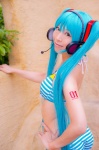 aqua_hair bikini cosplay hatsune_miku headset mashiro_yuki project_diva swimsuit twintails vocaloid rating:Safe score:0 user:nil!