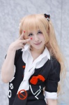 blonde_hair blouse cardigan cosplay danganronpa enoshima_junko pleated_skirt rissu school_uniform skirt tie twintails rating:Safe score:1 user:nil!