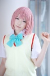 aki_(iv) blouse cosplay momo_velia_deviluke pink_hair school_uniform sweater_vest to_love-ru rating:Safe score:0 user:nil!