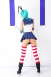 ass blue_hair boots cosplay elbow_gloves gloves hairband hatsune_miku kantai_collection necoco panties pleated_skirt red_legwear sailor_uniform school_uniform shimakaze_(kantai_collection) skirt striped_legwear thighhighs twintails vocaloid void_necoco white_legwear rating:Safe score:1 user:nil!