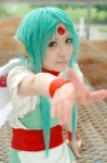 aqua_hair cosplay dress elf_ears finn_fish kamikaze_kaitou_jeanne moco shorts wings rating:Safe score:0 user:nil!