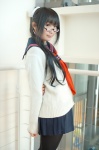 cardigan cosplay glasses matsuri original pantyhose pleated_skirt ponytail sailor_uniform school_uniform skirt rating:Safe score:1 user:nil!