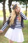 blonde_hair cosplay hat jacket k-on! kotobuki_tsumugi pantyhose pleated_skirt sailor_uniform school_uniform shima skirt striped rating:Safe score:0 user:pixymisa