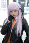 blouse cosplay danganronpa gloves hair_ribbon jinko kirigiri_kyouko leather_jacket purple_eyes purple_hair tie rating:Safe score:0 user:pixymisa