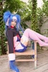 blue_hair buyara cosplay garter_belt gloves hair_ribbons headband jumper klan_klein macross macross_frontier military_uniform thighhighs twintails rating:Safe score:1 user:nil!