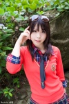costume katou_mari miniskirt plaid pleated_skirt school_uniform skirt sunglasses sweater tie rating:Safe score:1 user:nil!