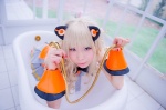 animal_ears aonyan bathroom bathtub bed blonde_hair cat_ears cosplay pleated_skirt seeu skirt sleeveless_blouse vocaloid rating:Safe score:0 user:nil!