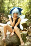 blue_hair cirno cosplay hairbow lenfried one-piece_swimsuit school_swimsuit swimsuit touhou wings rating:Safe score:1 user:nil!