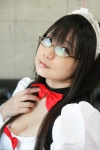 apron chocoball cleavage costume dress glasses hairband maid maid_uniform mini_chiyoko rating:Safe score:0 user:nil!