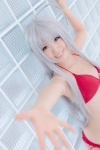 ahoge bikini cosplay haiyore!_nyaruko-san kurasaka_kururu nyaruko side-tie_bikini silver_hair swimsuit rating:Safe score:0 user:nil!