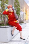 cosplay double_bun gintama kagura mandarin_suit misato orange_hair pantyhose sheer_legwear umbrella rating:Safe score:1 user:nil!