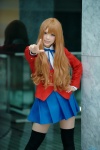 aisaka_taiga blazer blonde_hair blouse cosplay harumiya_yun pleated_skirt ribbon_tie skirt thighhighs toradora! zettai_ryouiki rating:Safe score:1 user:pixymisa