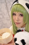 bun cosplay green_hair gumi panda_hat plushie red_eyes rino robe vocaloid rating:Safe score:0 user:pixymisa
