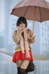 akira_(ii) blouse jacket miniskirt rain scarf skirt sweater thighhighs umbrella zettai_ryouiki rating:Safe score:0 user:nil!
