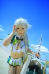 beach bikini braid cleavage cosplay croptop half-skirt kantai_collection kuubo- ocean saku side-tie_bikini silver_hair swimsuit unryuu_(kantai_collection) rating:Safe score:0 user:nil!