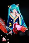 aqua_hair cosplay dress hatsune_miku tachibana_sakura thighhighs twintails umbrella vocaloid rating:Safe score:0 user:pixymisa